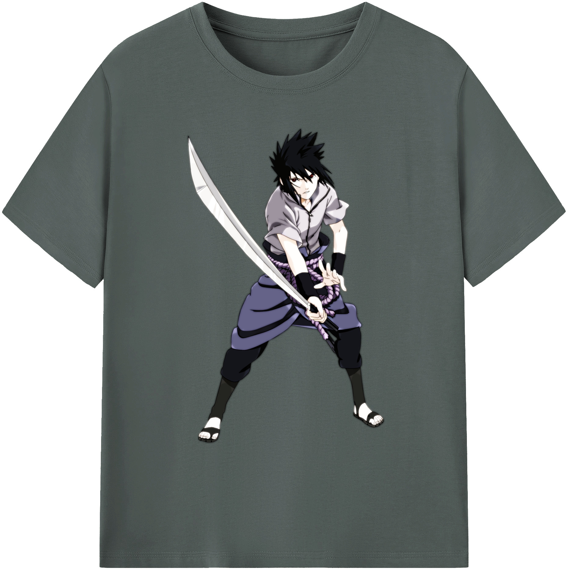（画像用） NARUTO -ナルト- うちは サスケ Uchiha Sasuke 綿100％ メンズ半袖Tシャツ｜肌触りやわらか＆通気性
